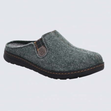 Mules Rohde, mules confortable et chaude homme en cuir et textile vert