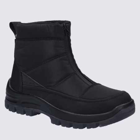 Bottines Josef Seibel, bottines zippées chaude et de hydrofuge pour Homme en textile noir