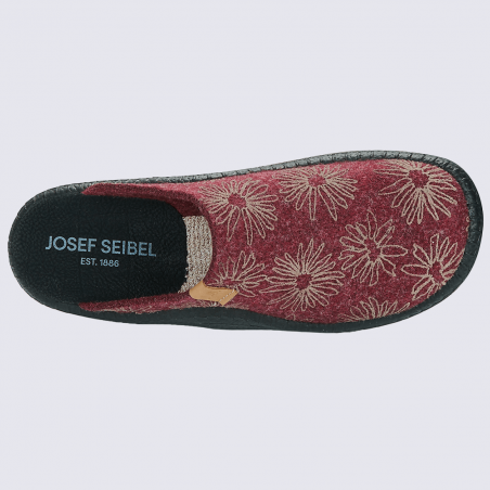 Mules Josef Seibel, mules agréables et raffinées femme motif floral en textile bordeaux