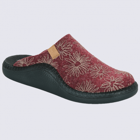 Mules Josef Seibel, mules agréables et raffinées femme motif floral en textile bordeaux