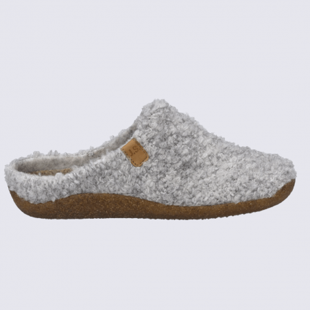 Mules Josef Seibel, mules confortables et chaude femme en textile gris clair