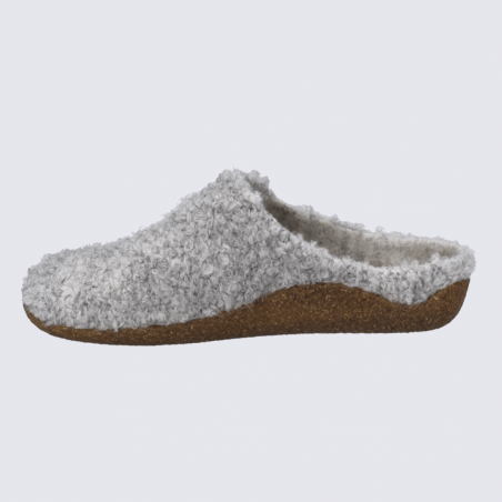 Mules Josef Seibel, mules confortables et chaude femme en textile gris clair