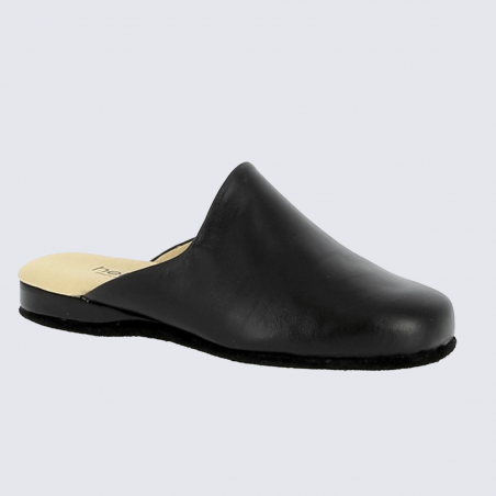 Mules Heller, mules confortables et chic pour femme en cuir mate noir