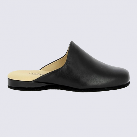 Mules Heller, mules confortables et chic pour femme en cuir mate noir