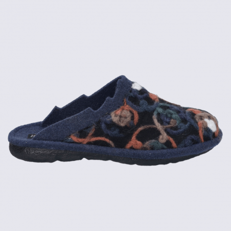 Mules Josef Seibel, mules agréable et chaude femme motif épuré en textile bleu