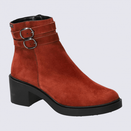 Bottines Mephisto, bottines classe et contemporaine femme en cuir velours orange