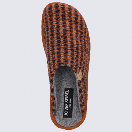 Mules Josef Seibel, mules d'intérieur chaude femme en textile orange