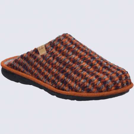 Mules Josef Seibel, mules d'intérieur chaude femme en textile orange