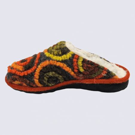 Mules Josef Seibel, mules doublures chaude motif spirale femme en textile orange