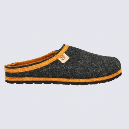 Mules Rohde, mules tendance et confort homme en feutre de laine et textile anthracite