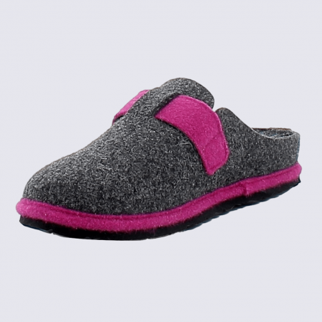 Mules Rohde, mules chic a fermeture velcros femme en textile anthracite