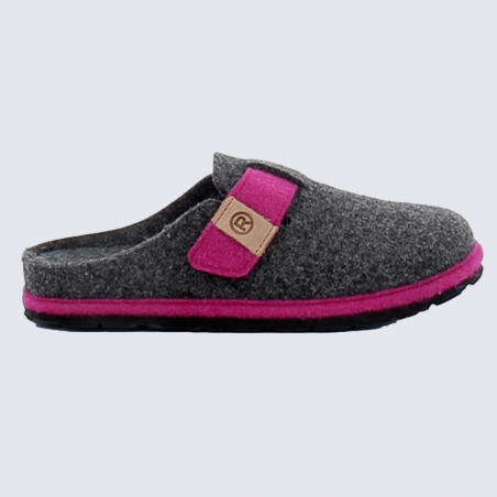 Mules Rohde, mules chic a fermeture velcros femme en textile anthracite