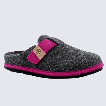 Mules Rohde, mules chic a fermeture velcros femme en textile anthracite