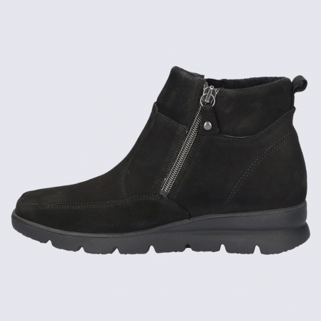 Bottines Waldlaufer, bottines tendance et chaude femme en cuir nubuck noir