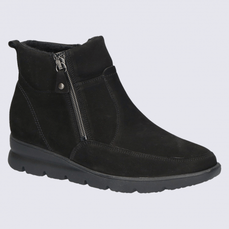 Bottines Waldlaufer, bottines tendance et chaude femme en cuir nubuck noir