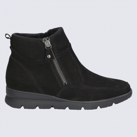 Bottines Waldlaufer, bottines tendance et chaude femme en cuir nubuck noir