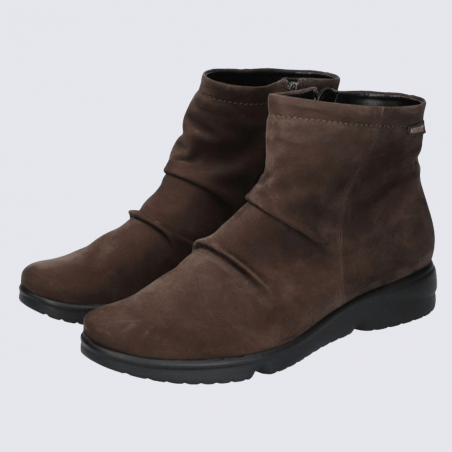 Bottines Mephisto, bottines moderne et élégante femme en cuir nubuck marron