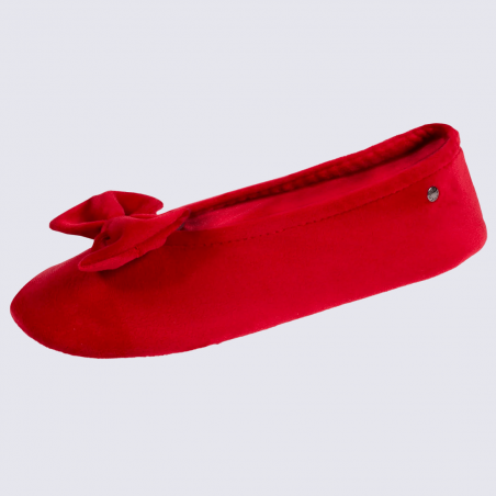 Chaussons Isotoner, chaussons ballerines femme rouge