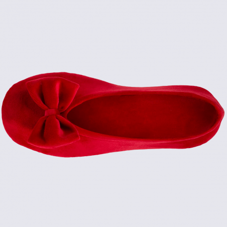 Chaussons Isotoner, chaussons ballerines femme rouge