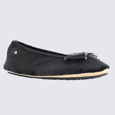 Chaussons Isotoner, chaussons ballerines femme textile noir