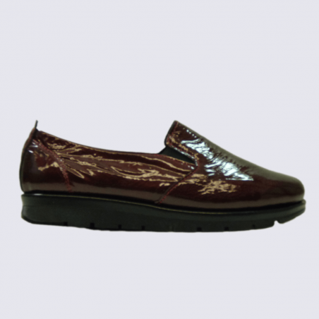 Chaussures Arima, chaussures slip-on chic femme en cuir vernis bordeaux