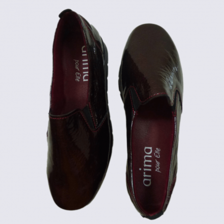 Chaussures Arima, chaussures slip-on chic femme en cuir vernis bordeaux