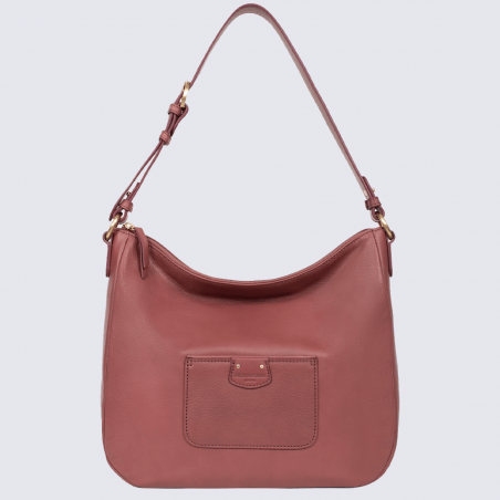 Sac à bandoulière Hexagona, sac à bandoulière style femme en cuir cassis