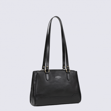 Sac à bandoulière Hexagona, sac à bandoulière style femme en cuir noir