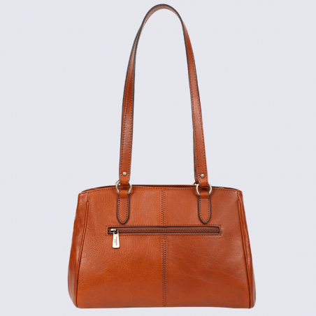 Sac à bandoulière Hexagona, sac à bandoulière tendance femme en cuir cognac