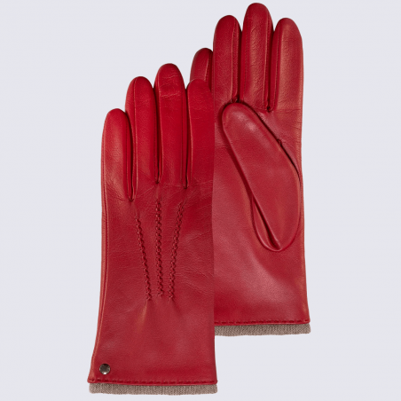 Gants Isotoner, gants pour femme en cuir d'agneau coquelicot