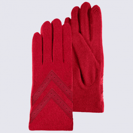 Gants Isotoner, gants tactiles femme en laine rouge