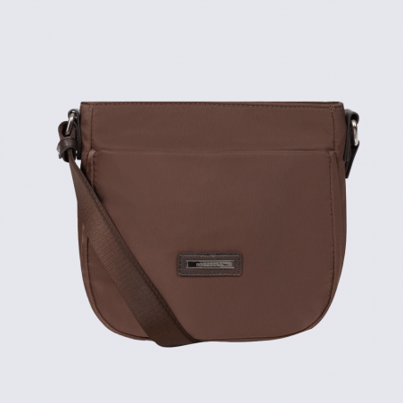 Sac à bandoulière Hexagona, sac à bandoulière tendance et pratique femme en nylon marron