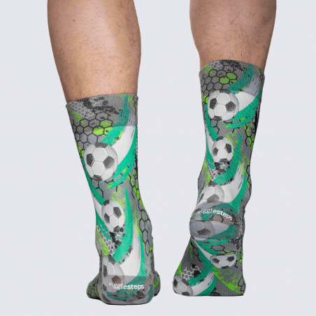 Chaussettes Wigglesteps, chaussettes motif foot homme en coton bio vert