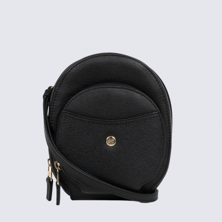 Pochette Hexagona, Pochette à bandoulière tendance femme en cuir noir