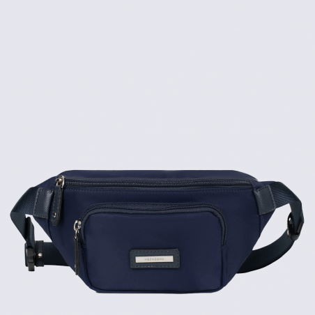 Sac banane Hexagona, sac banane élégant homme en nylon bleu nuit