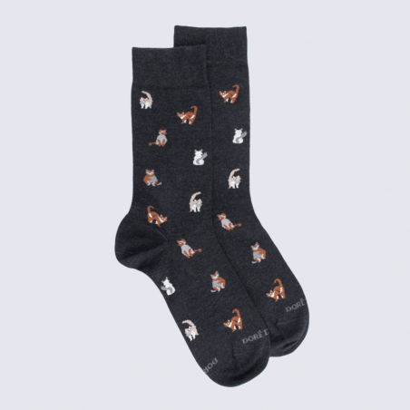 Chaussettes Doré Doré, chaussettes motif chats homme en coton anthracite