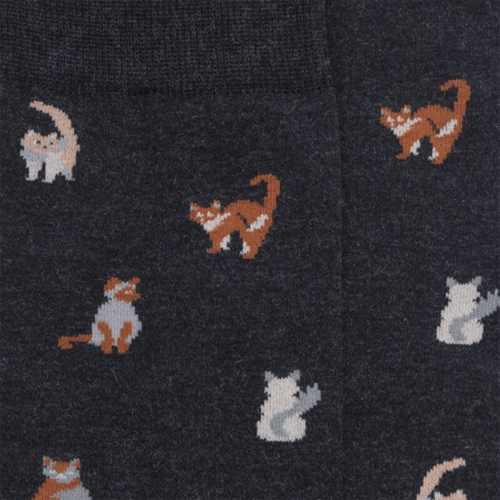 Chaussettes Doré Doré, chaussettes motif chats homme en coton anthracite