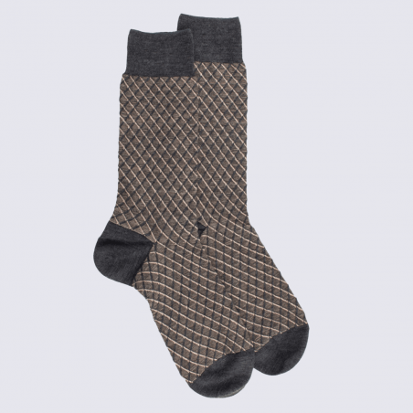 Chaussettes Doré Doré, chaussettes a carreaux homme en coton étain