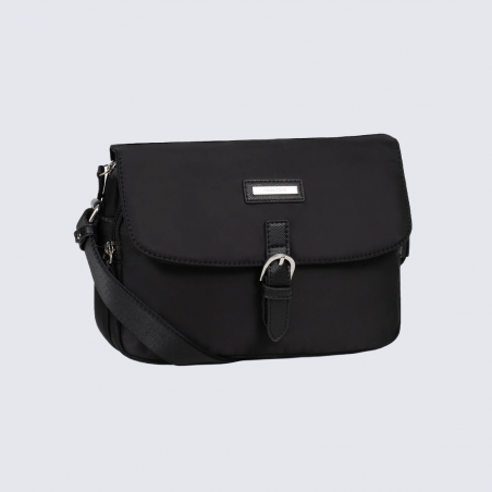 Sac à bandoulière Hexagona, sac à bandoulière tendance femme en nylon noir