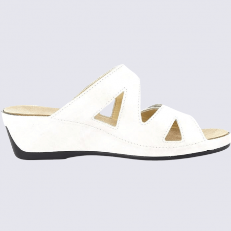 Mules Vital, mules confortables femme en cuir crême