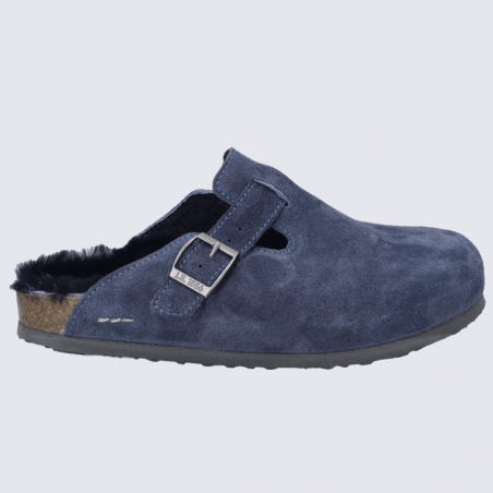 Mules Josef Seibel, mules moderne et chaude femme en textile bleu marine