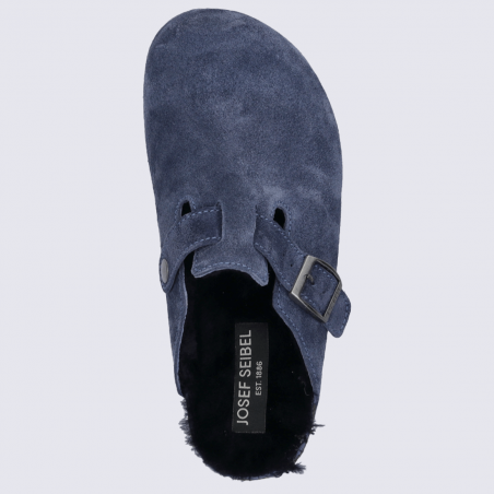 Mules Josef Seibel, mules moderne et chaude femme en textile bleu marine