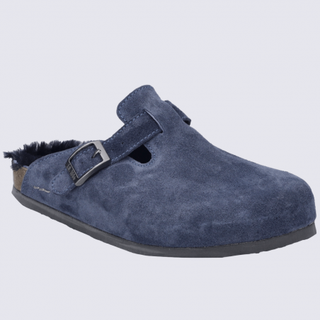 Mules Josef Seibel, mules moderne et chaude femme en textile bleu marine