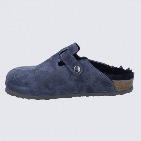 Mules Josef Seibel, mules moderne et chaude femme en textile bleu marine