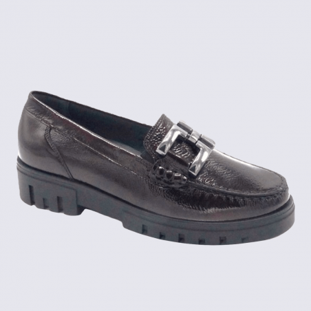 Mocassins Waldlaufer, mocassins modernes et confortables pour femme en cuir noir