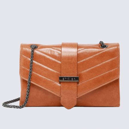 Sac porté épaule Etrier, sac porté épaule femme en cuir whisky