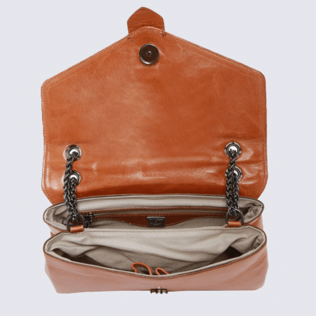 Sac porté épaule Etrier, sac porté épaule femme en cuir whisky