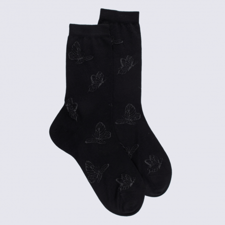 Chaussettes Doré Doré, chaussettes motif papillon femme en coton noir