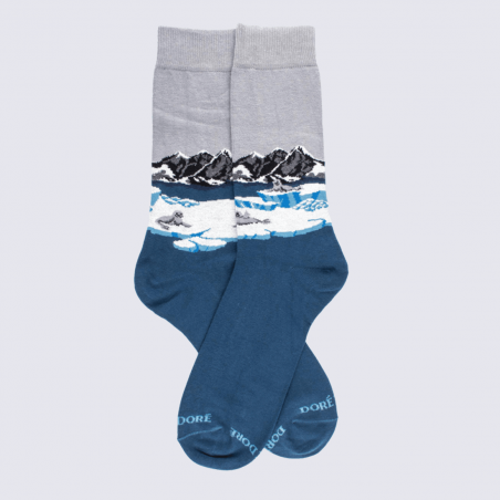 Chaussettes Doré Doré, chaussettes motif montagne neige femme en coton croisette