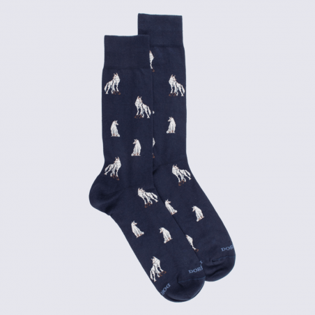 Chaussettes Doré Doré, chaussettes motif loups homme en coton bleu matelot